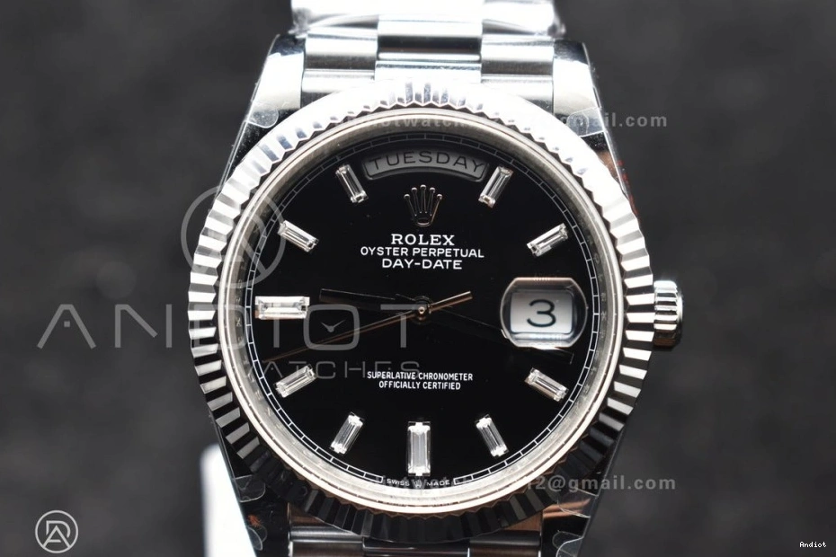 A2836 Weight Black 40 Crystal President DayDate On Gain Dial GMF Bracelet SS 1128